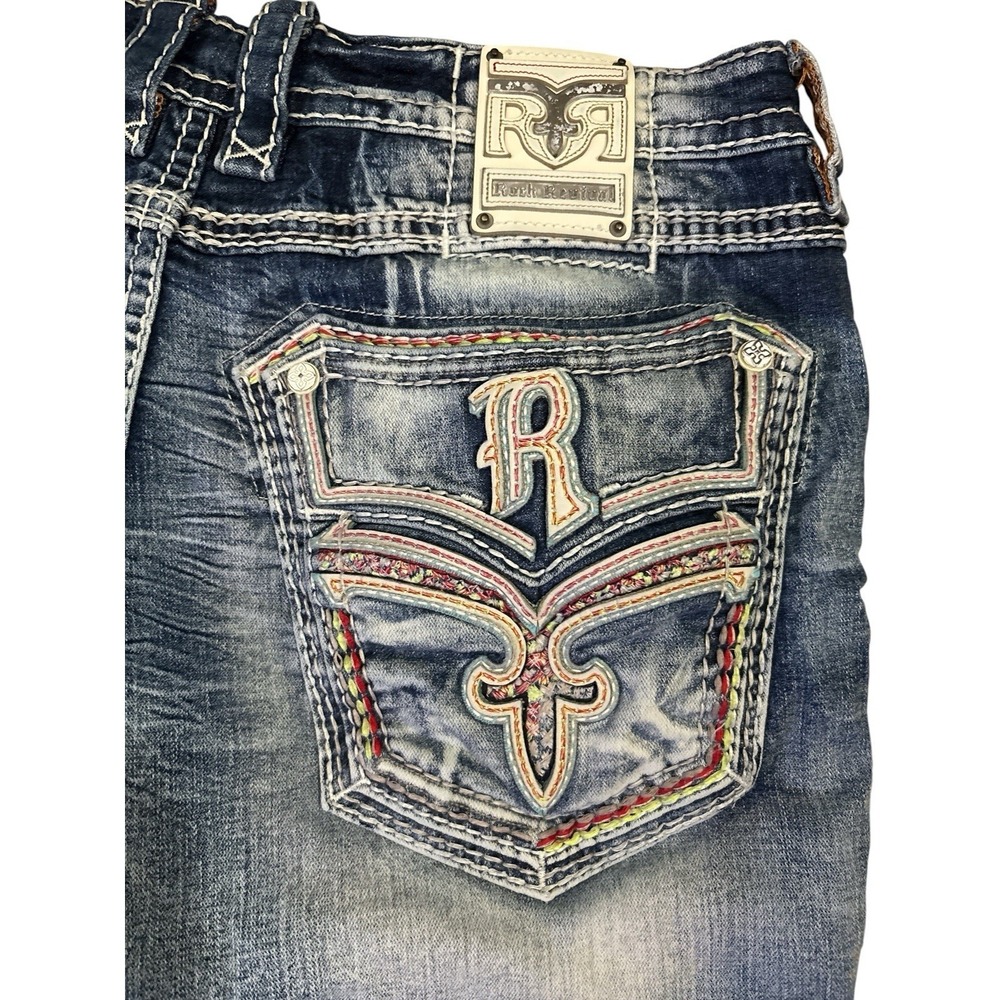 Rock Revival "Rishi" Multi-Color Stitch Leather Inserts Shorts MENS 40 MSRP $250